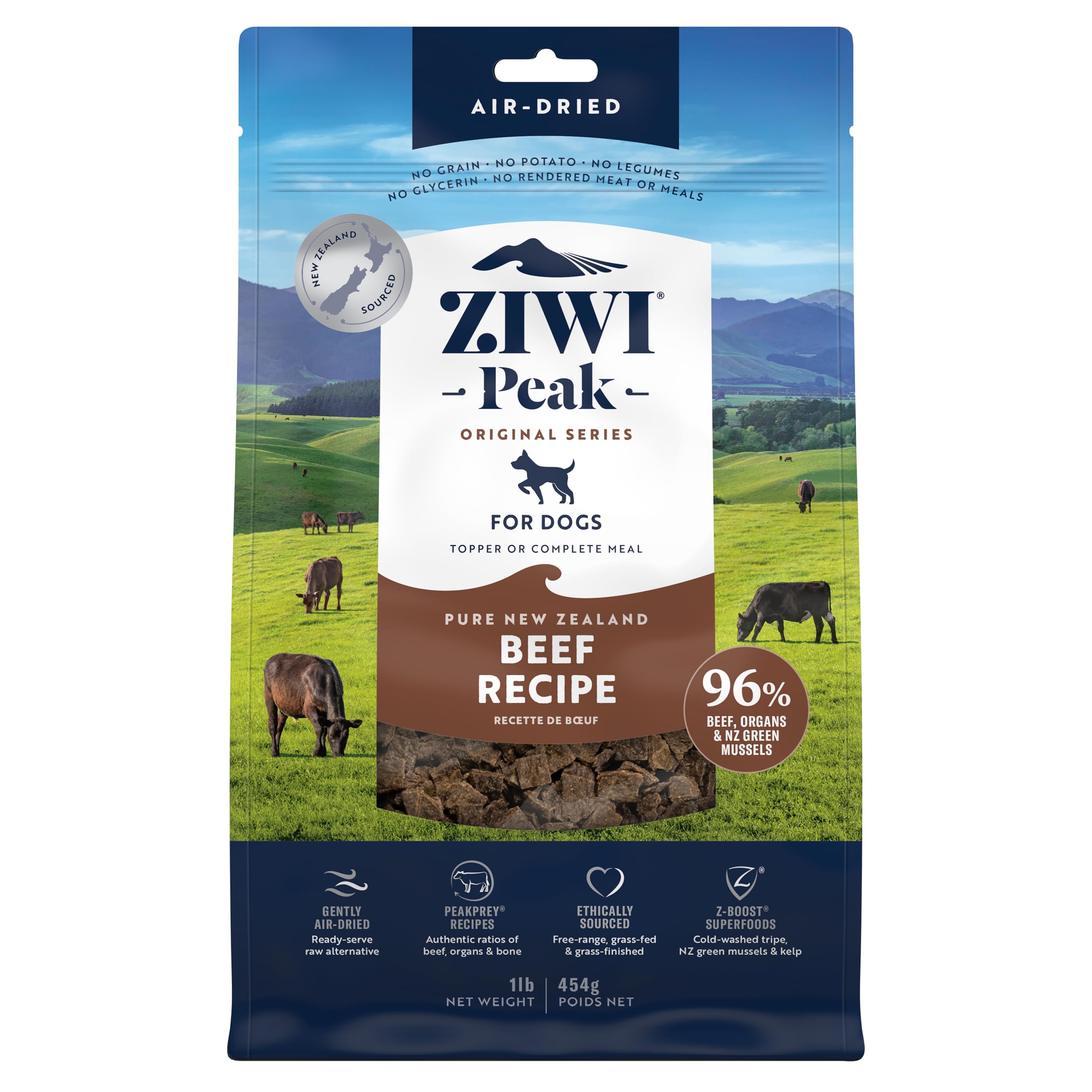 ZIWI Peak Air-Dried Dog Food for Beef Lovers - All Natural, High Protein, Grain Free, Limited Ingredient with Superfoods