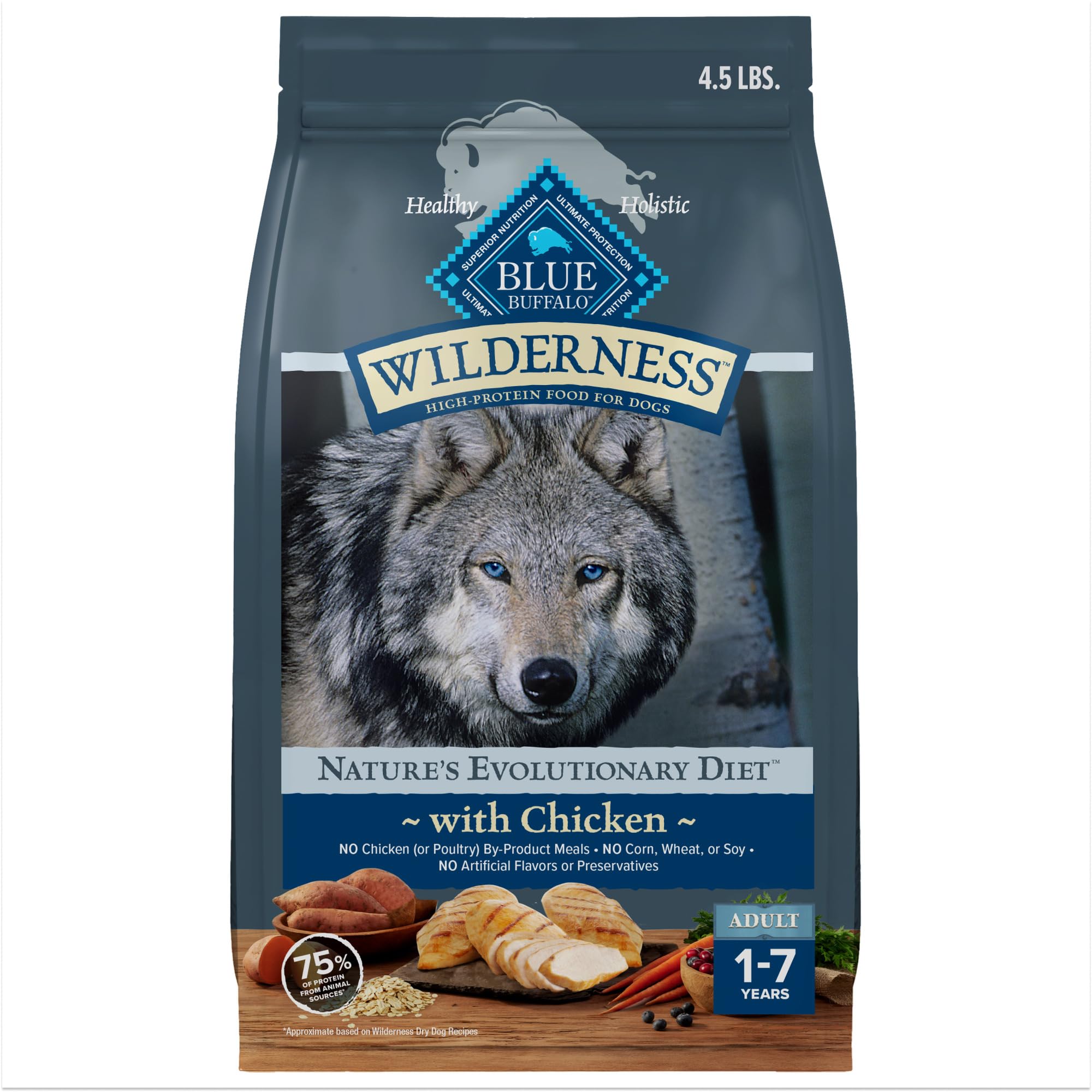 Blue Buffalo Wilderness Adult High-Protein Dry Dog Food for Large Breed Dogs with Wholesome Grains and Natural Ingredie