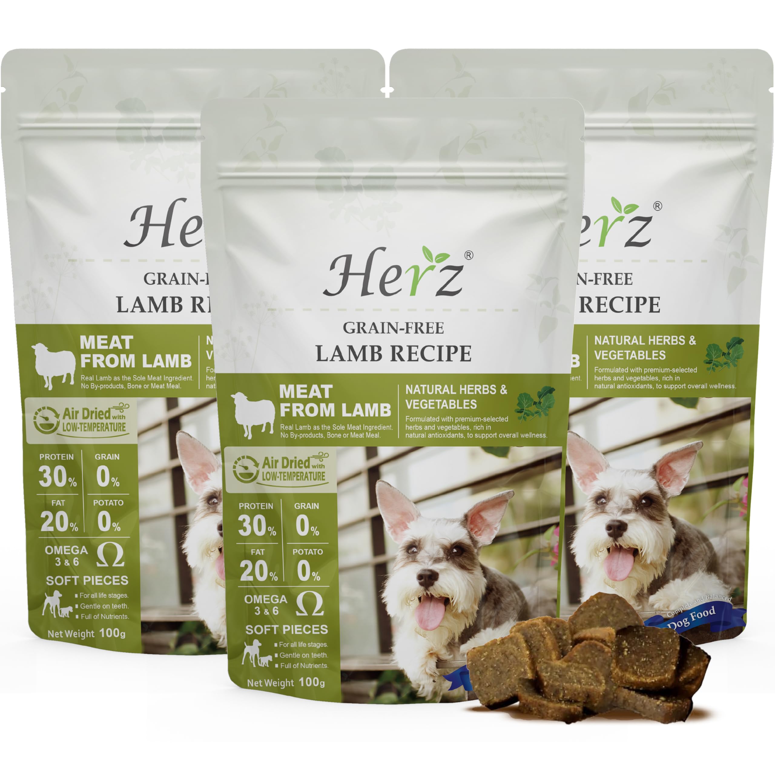 Herz Australian Lamb Air-Dried Dog Food - High Protein, Grain Free, Natural, |5 oz Single Pure-Meat
| Herz |5 oz Austra